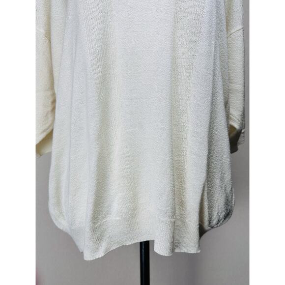 Giglio Rosso Ivory Sz XL Knit Short Sleeve Lightweight Sweater Made In Italy - Picture 4 of 13